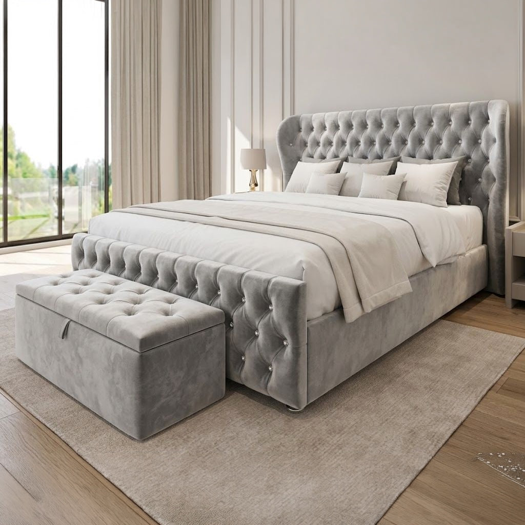 Wingback bed frame