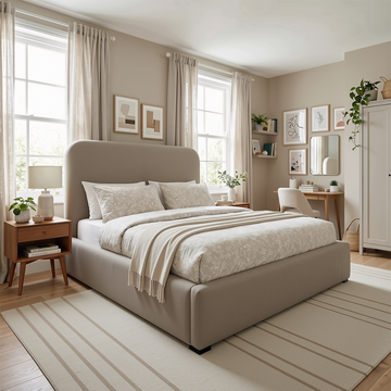 Modern Hawaii Cream Bouclé bed