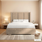 Amelia Wingback Bed Frame in Naples Sand, with Naples Sand fabric sample