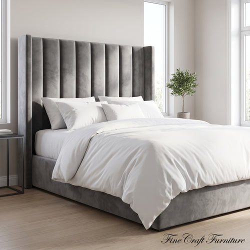 Amelia Wingback Bed Frame in Plush Grey