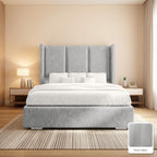 Amelia Wingback Bed Frame in Plush Silver, with Plush Silver fabric sample