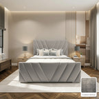 Luma Designer Bed Frame in Coniston Armour, with Coniston Armour fabric sample