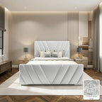 Luma Designer Bed Frame in Crushed Velvet Silver, with Crushed Velvet Silver fabric sample
