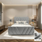 Luma Designer Bed Frame in Naples Silver, with Naples Silver fabric sample