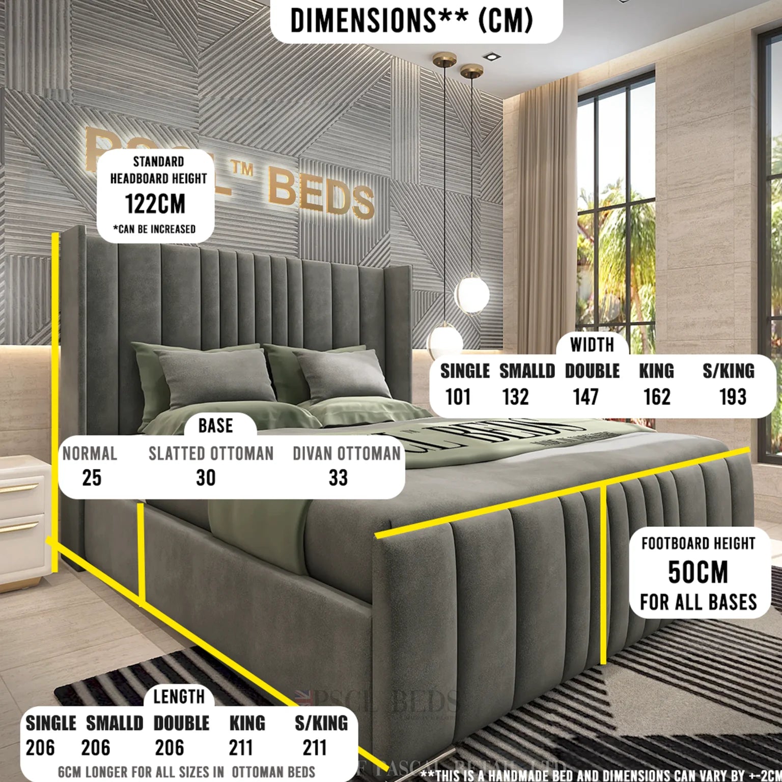 2026 Manhattan Bed Frame with Lines