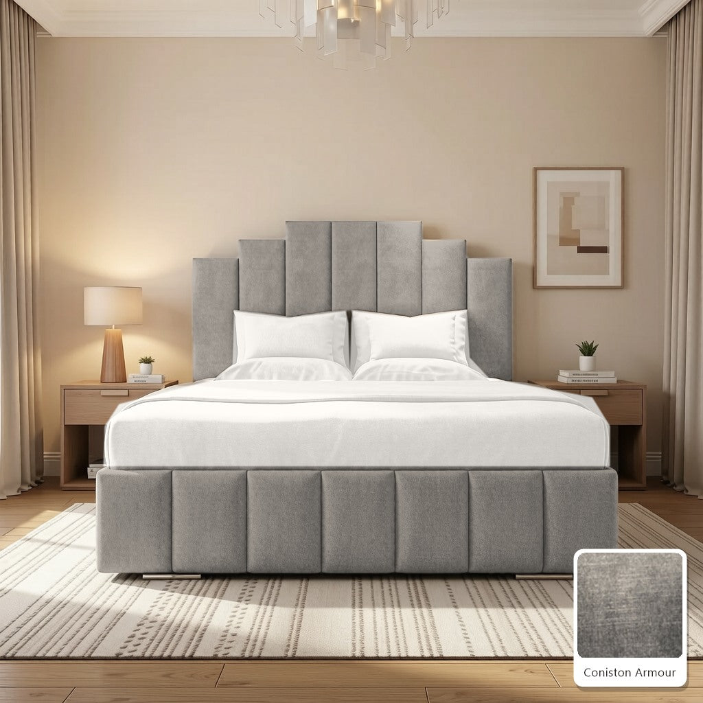 Mayfair Upholstered Bed Frame in Coniston Armour, with Coniston Armour fabric sample
