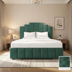 Mayfair Upholstered Bed Frame in Coniston Emerald, with Coniston Emerald fabric sample
