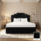 Mayfair Upholstered Bed Frame in Crushed Velvet Black, with Crushed Velvet Black fabric sample