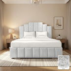 Mayfair Upholstered Bed Frame in Crushed Velvet Silver, with Crushed Velvet Silver fabric sample