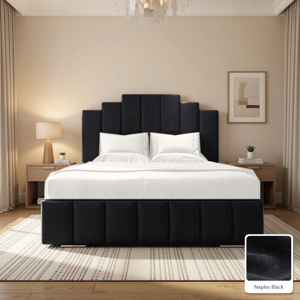 Mayfair Upholstered Bed Frame in Naples Black, with Naples Black fabric sample