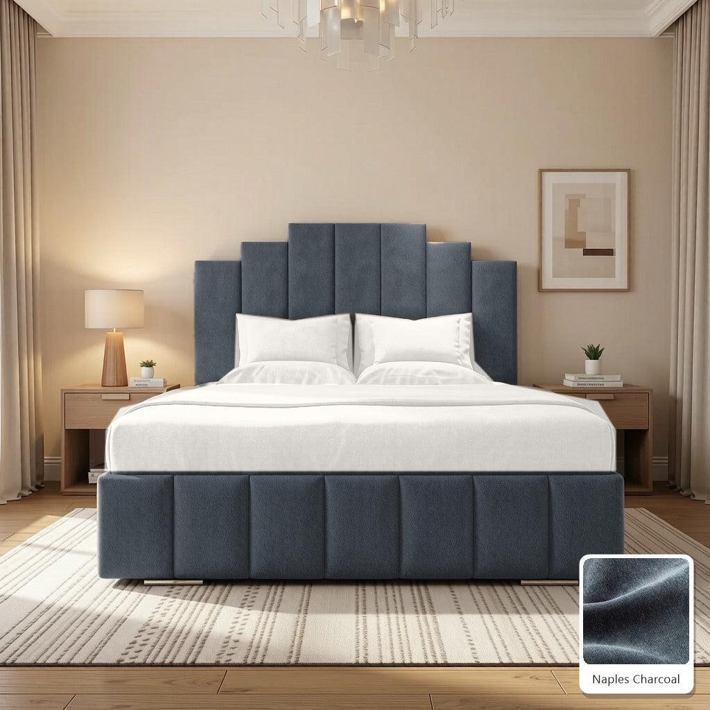 Mayfair Upholstered Bed Frame in Naples Charcoal, with Naples Charcoal fabric sample