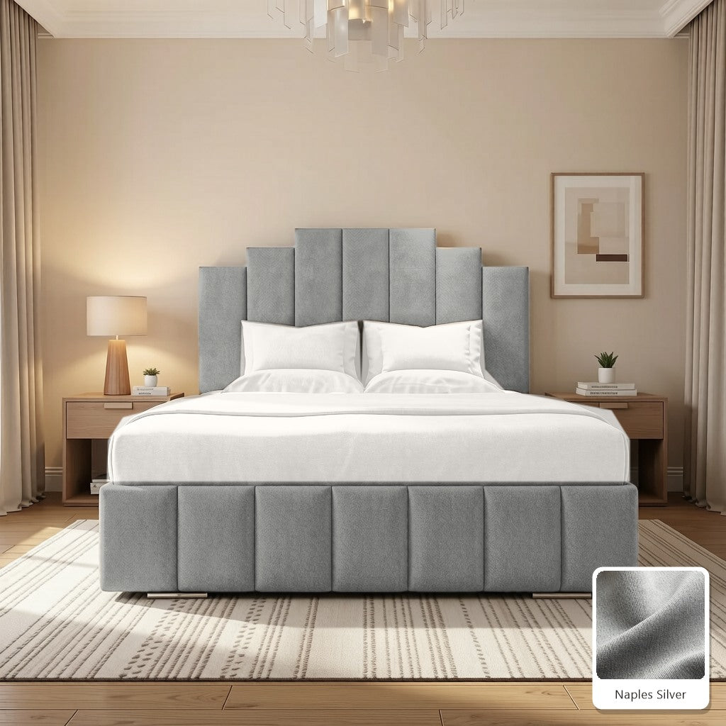 Mayfair Upholstered Bed Frame in Naples Silver, with Naples Silver fabric sample
