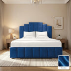 Mayfair Upholstered Bed Frame in Plush Blue, with Plush Blue fabric sample