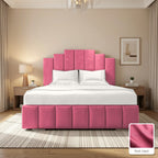 Mayfair Upholstered Bed Frame in Plush Claret, with Plush Claret fabric sample