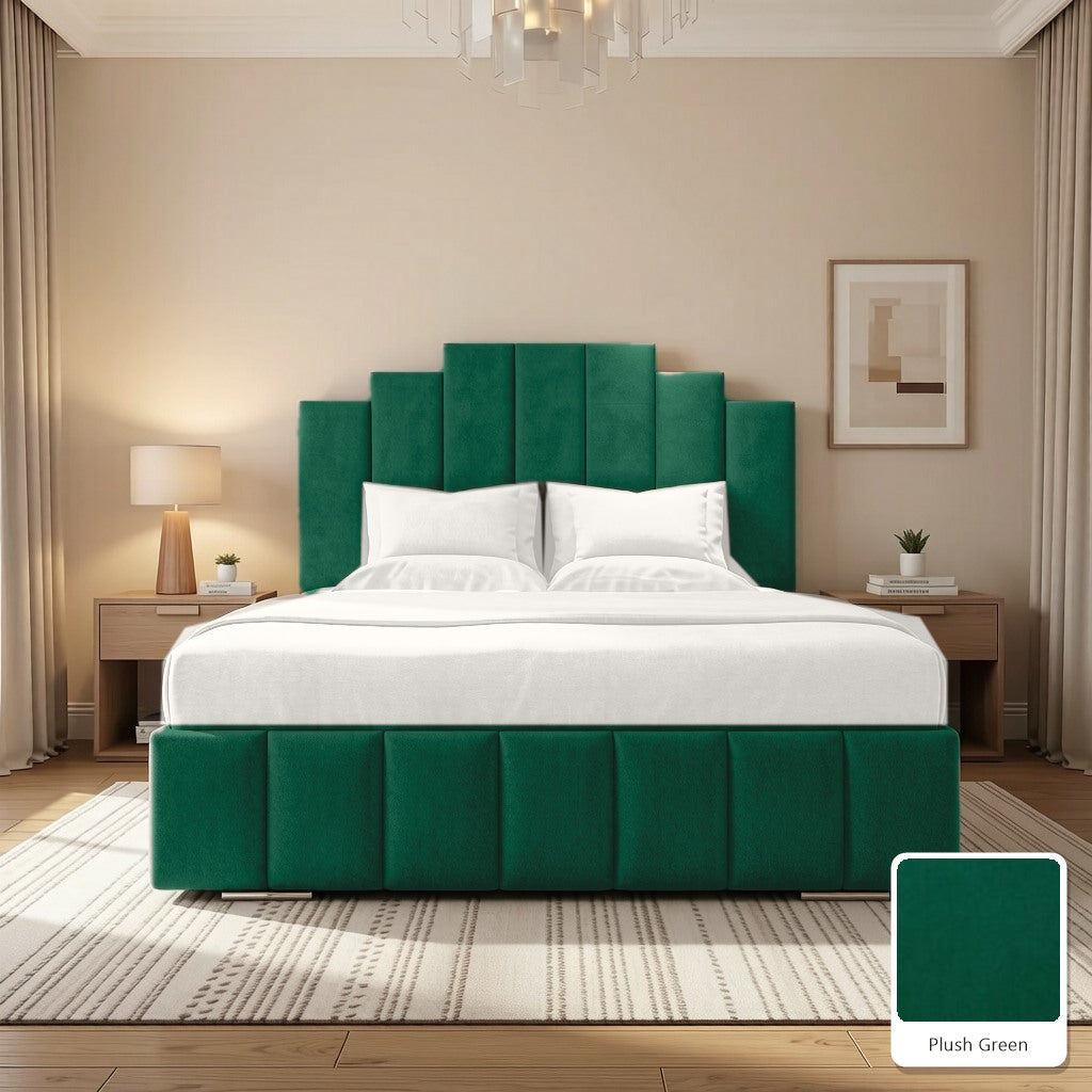 Mayfair Upholstered Bed Frame in Plush Green, with Plush Green fabric sample