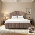 Mayfair Upholstered Bed Frame in Plush Mocha, with Plush Mocha fabric sample