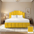 Mayfair Upholstered Bed Frame in Plush Mustard, with Plush Mustard fabric sample
