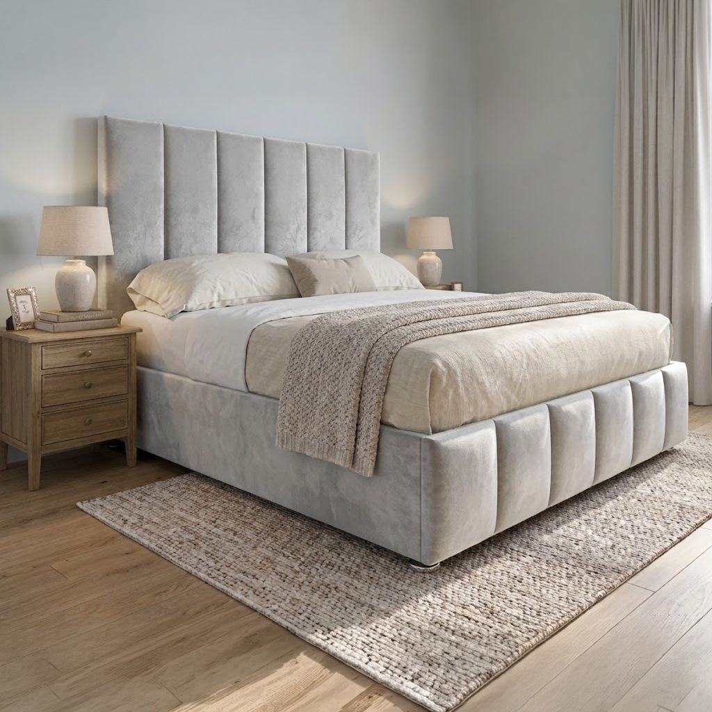 Mayfair Upholstered Bed Frame in Plush Silver