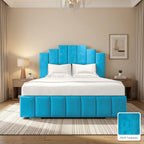Mayfair Upholstered Bed Frame in Plush Turquoise, with Plush Turquoise fabric sample