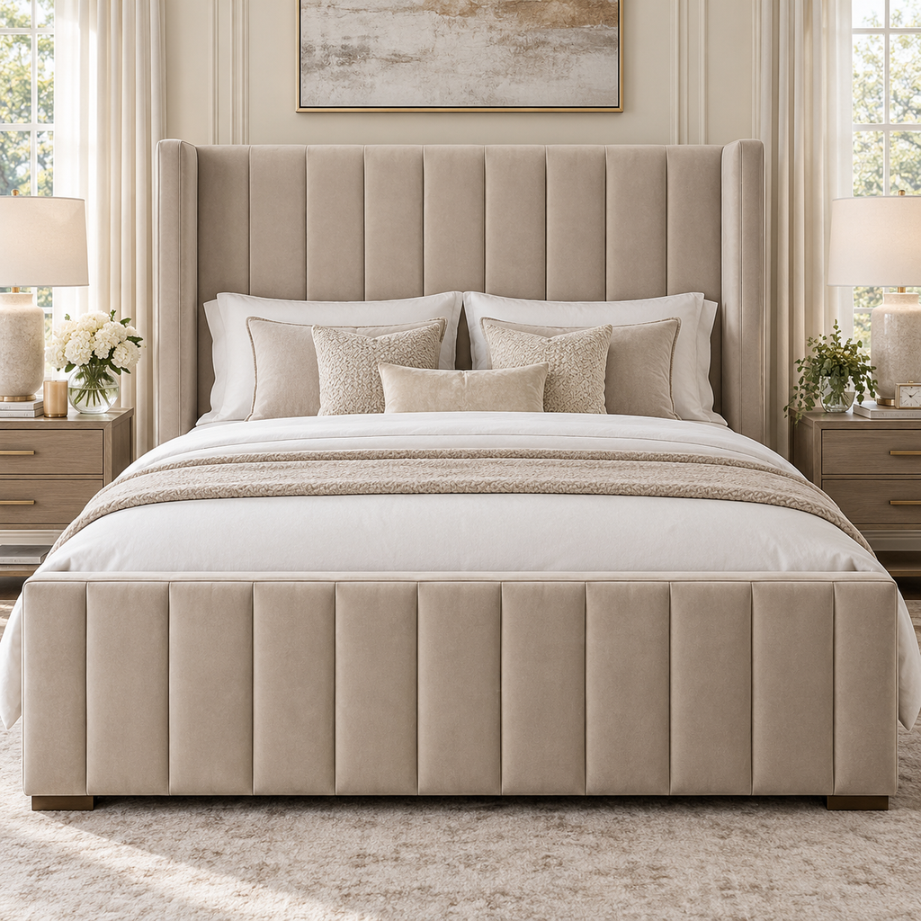 Nova Panelled Wingback Bed Frame