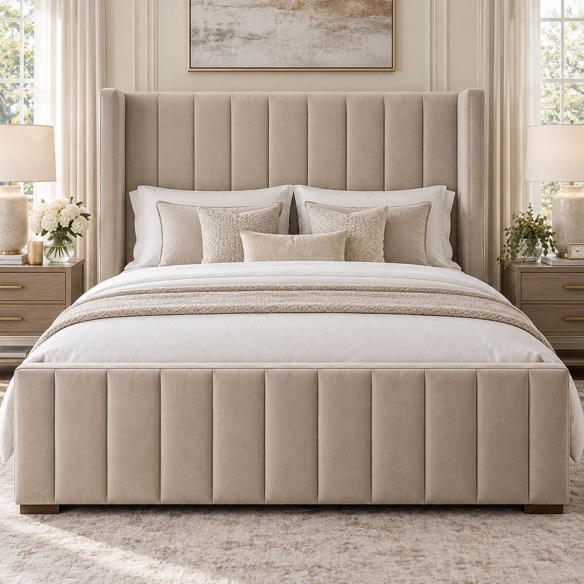 Nova Panelled Wingback Bed Frame