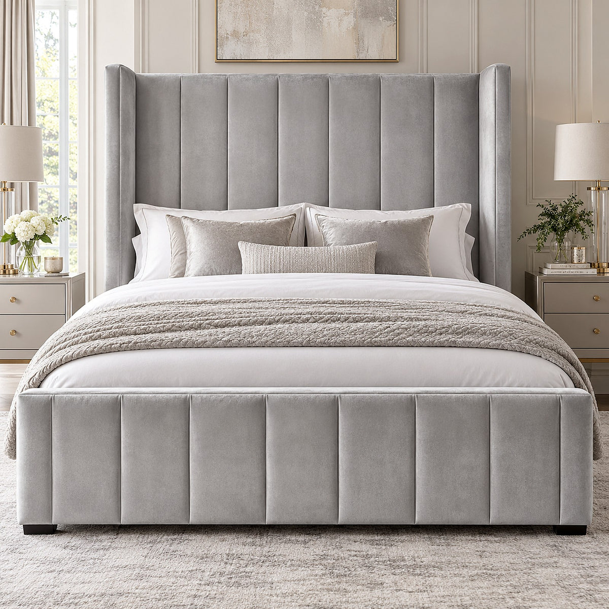 Nova Panelled Wingback Bed Frame