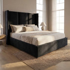Odessa Wingback Bed Frame in Plush Black