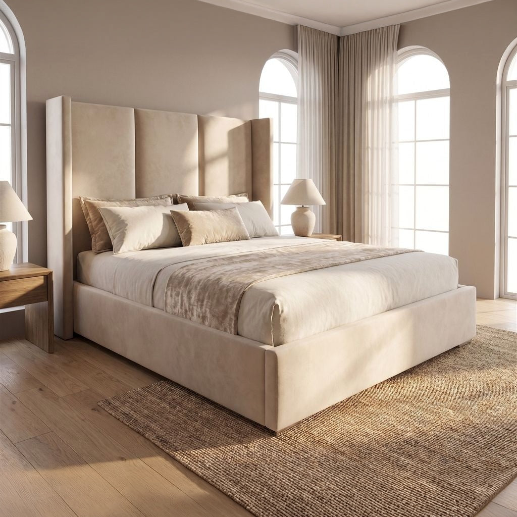 Odessa Wingback Bed Frame in Plush Cream