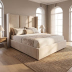 Odessa Wingback Bed Frame in Plush Cream