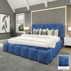 Olivia Upholstered Bed Frame in Coniston Blue, with Coniston Blue fabric sample