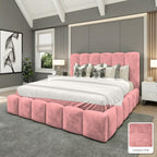 Olivia Upholstered Bed Frame in Coniston Pink, with Coniston Pink fabric sample