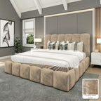 Olivia Upholstered Bed Frame in Crushed Velvet Cream, with Crushed Velvet Cream fabric sample