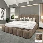 Olivia Upholstered Bed Frame in Crushed Velvet Mink, with Crushed Velvet Mink fabric sample