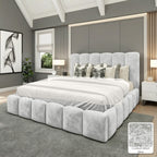 Olivia Upholstered Bed Frame in Crushed Velvet Silver, with Crushed Velvet Silver fabric sample