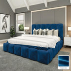 Olivia Upholstered Bed Frame in Naples Blue, with Naples Blue fabric sample
