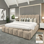 Olivia Upholstered Bed Frame in Naples Ivory, with Naples Ivory fabric sample