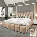 Olivia Upholstered Bed Frame in Naples Sand, with Naples Sand fabric sample