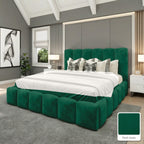 Olivia Upholstered Bed Frame in Plush Green, with Plush Green fabric sample