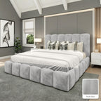 Olivia Upholstered Bed Frame in Plush Silver, with Plush Silver fabric sample
