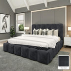 Olivia Upholstered Bed Frame in Plush Steel, with Plush Steel fabric sample