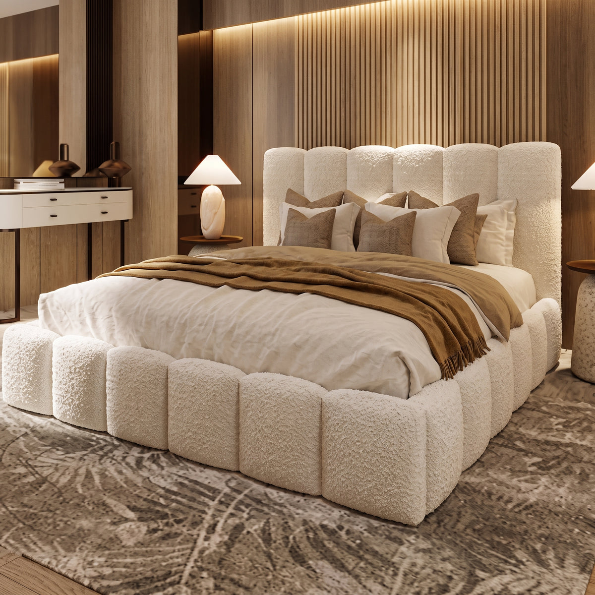 Orlando Teddy Boucle Bed Frame in cream teddy boucle