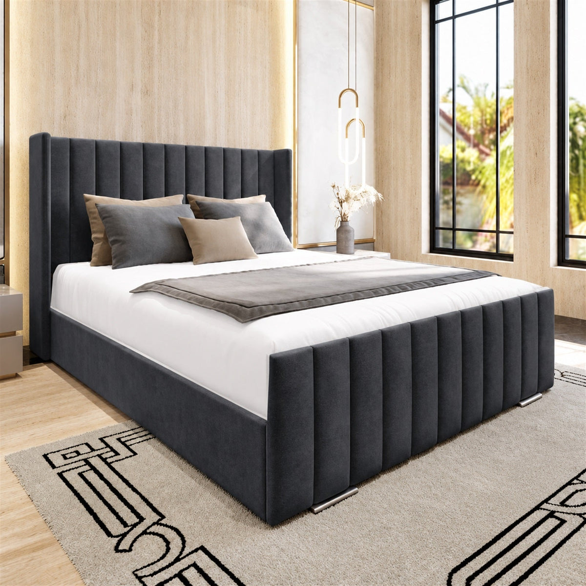 Vela Upholstered Bed Frame with Ottoman Storage Option